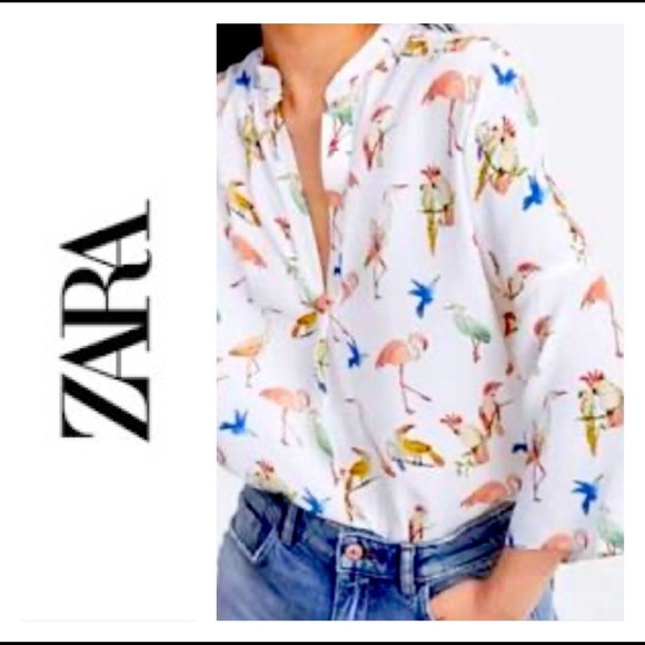Zara Tops - Zara Novelty Birds Popover Top